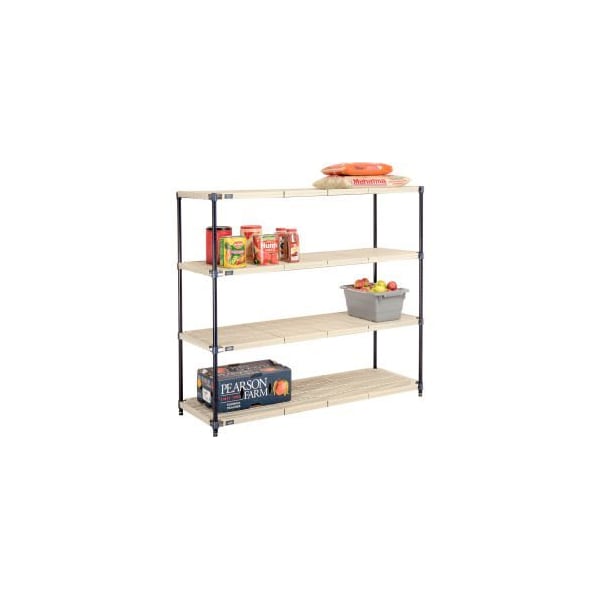 Global Equipment Nexel , Nexelite reg , 4 Tier, Vented Plastic Mat Shelving Unit, 60"W x 24"D x 54"H PM24605N - main